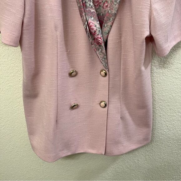 Pablo Collection Short Sleeve Double Breasted Vintage Suit Jacket Size 12 - Picture 3 of 4